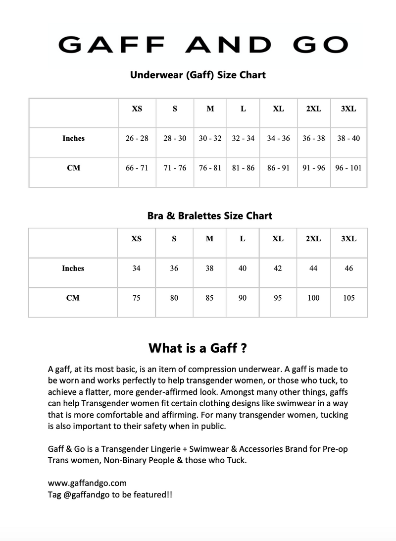 Gaff and Go Sizing Chart