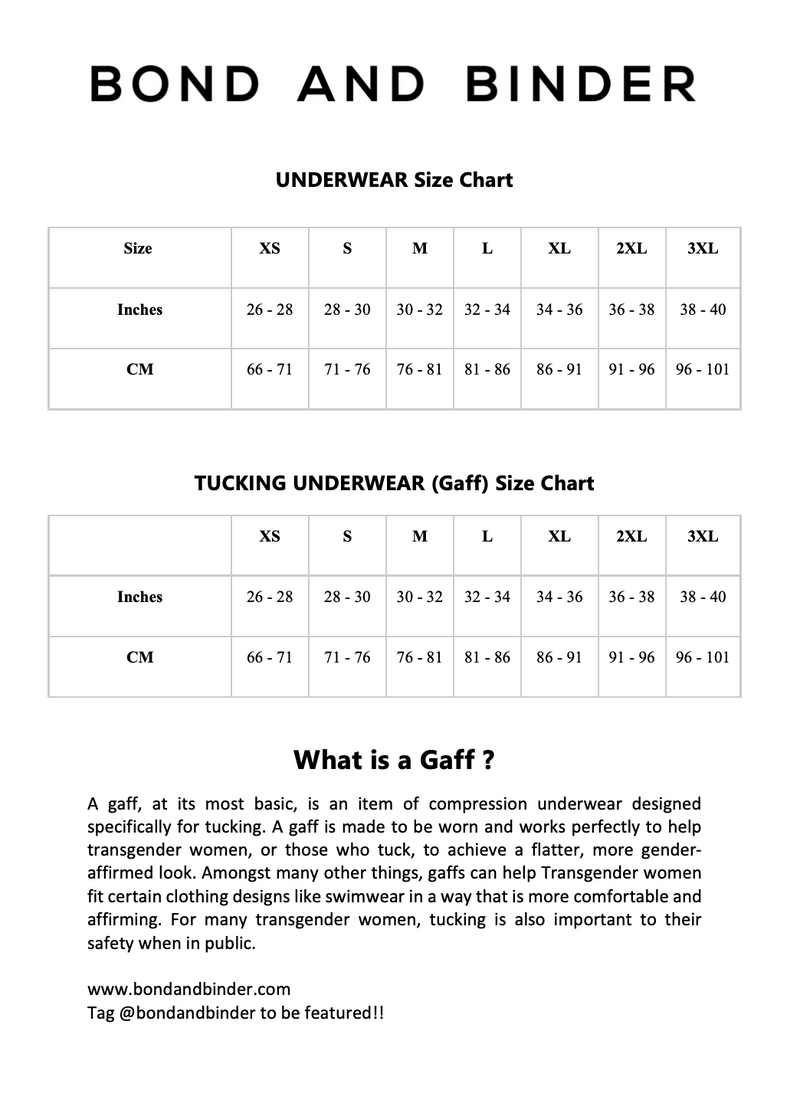 Gaff and Go Sizing Chart